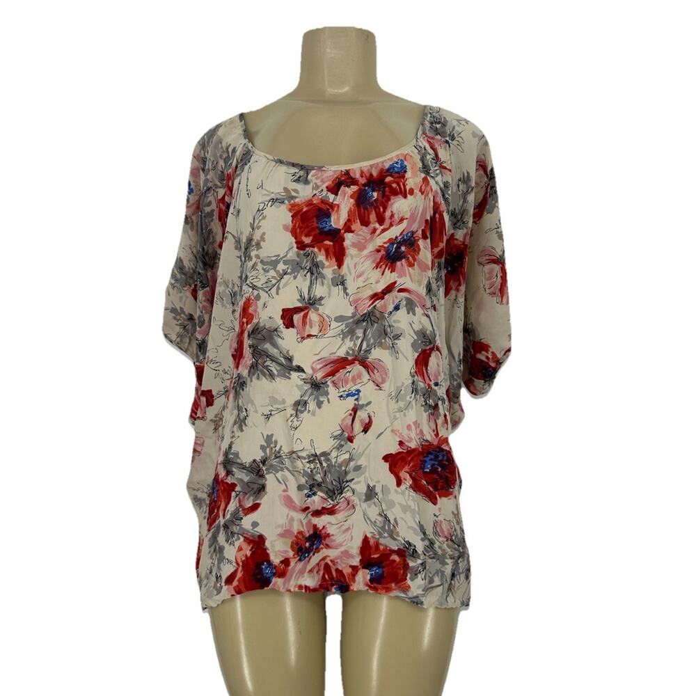 Cabi Medium Women Floral Silk Blouse Style 399 Pullover Dolman Sleeve S100